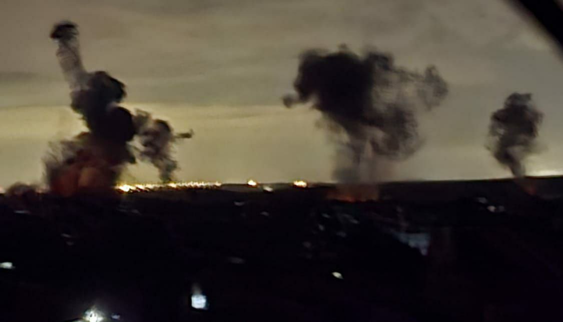 Nighttime bombing smoke